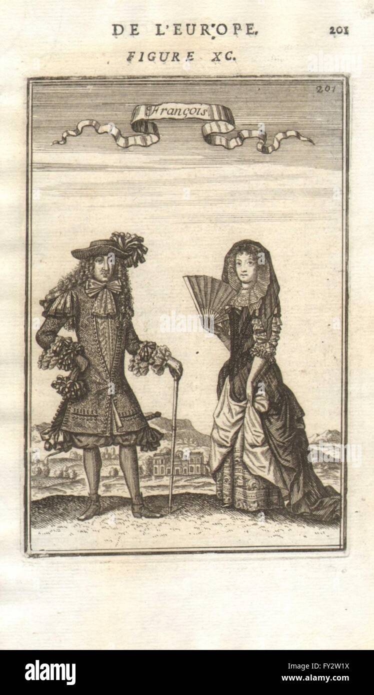 COSTUME francese: l uomo e la donna nel XVII secolo abito. "Francois. MALLET, 1683 Foto Stock