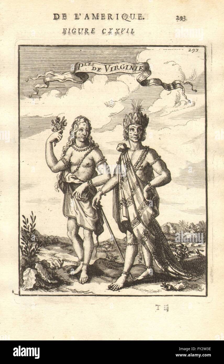 VIRGINIA: Native American mappa & donna. "Peuples de Virginie". MALLET, 1683 Foto Stock