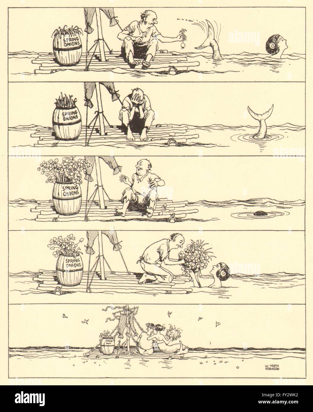 HEATH ROBINSON: Primavera & cipolline. Un idillio di mare.Mermaid Romance 1935 Foto Stock