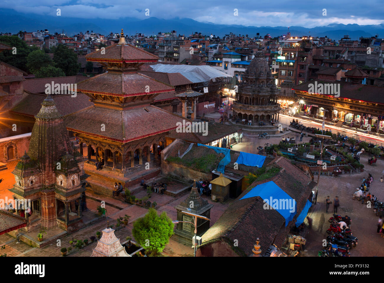 Templi e pagode in Patan Durbar Square, Kathmandu, Nepal. Foto Stock