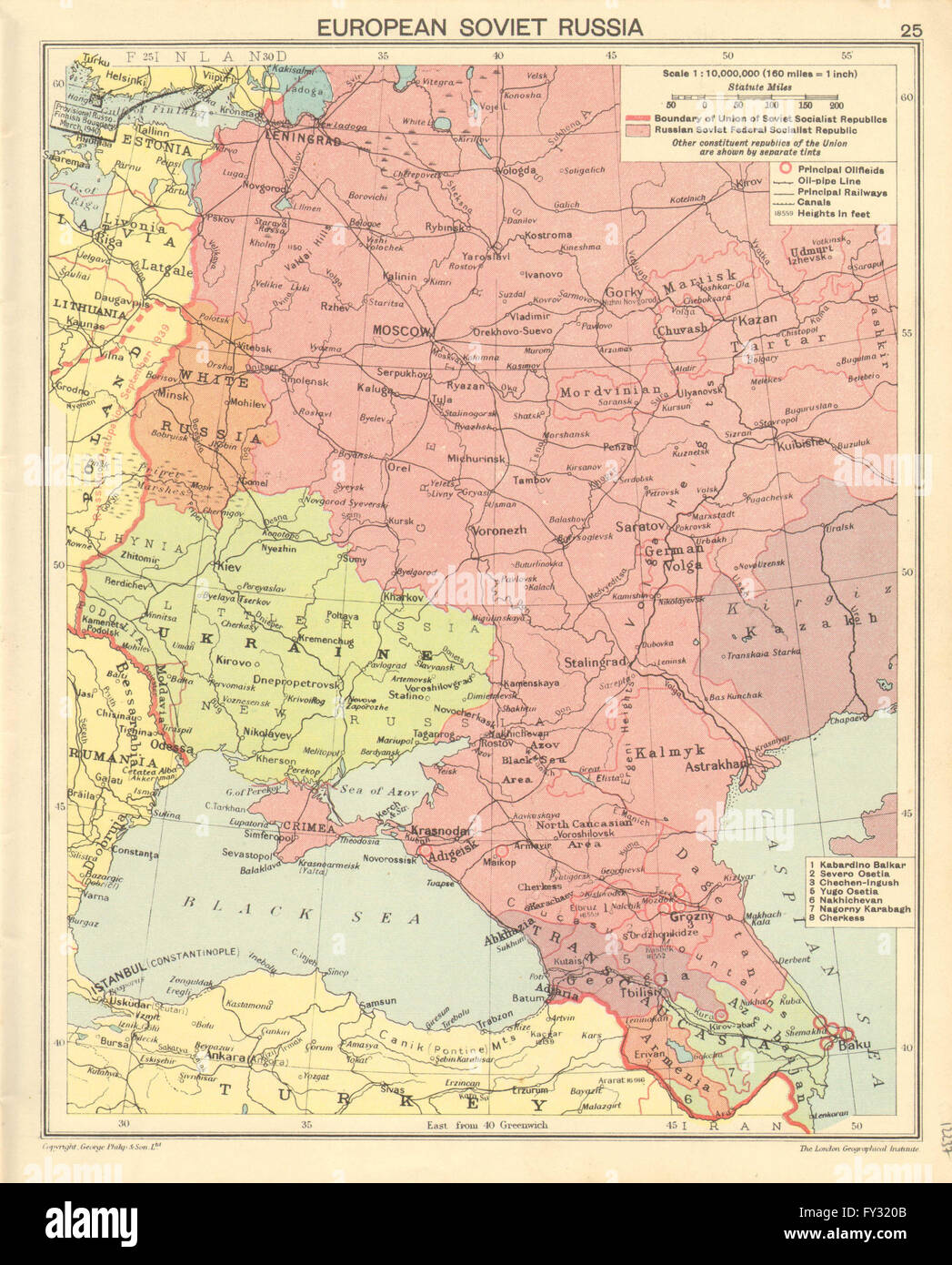 La seconda guerra mondiale: europeo la Russia sovietica. Crimea russa. Polonia/Finlandia, 1940 Mappa Foto Stock