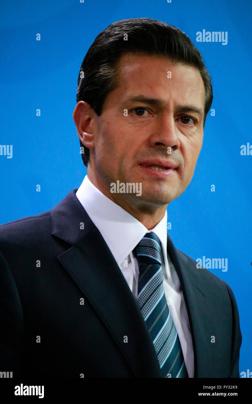 Enrique Peña Nieto - Treffen der dt. Bundeskanzlerin mit dem mexikanischen Praeisdenten, Bundeskanzleramt, 12. Aprile 2016, Berli Foto Stock
