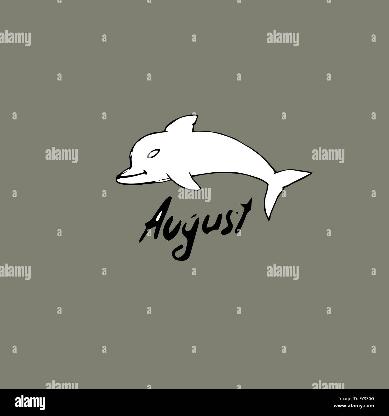 Canto testo disegnato Agosto. Illustrazione Vettoriale