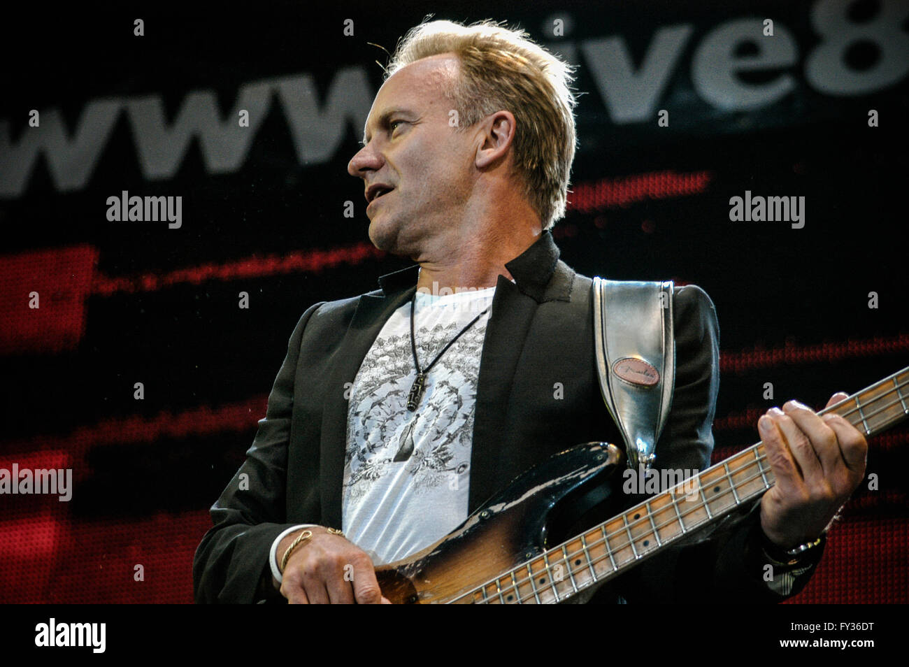 Sting eseguire atLive 8 , Hyde Park, Londra. 2 Luglio 2005 Foto Stock