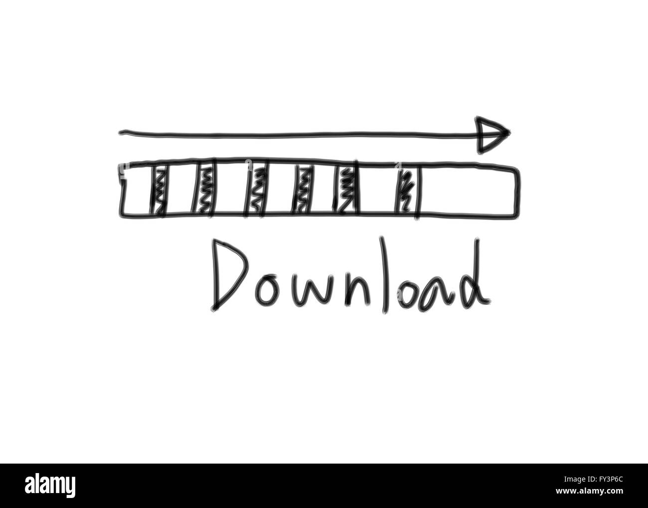 Scaricare il concetto di creare in disegnati a mano e freccia su sfondo bianco. Foto Stock