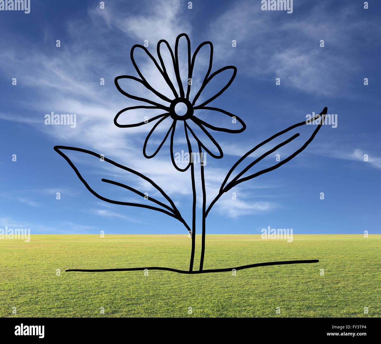 Disegnata a mano fiore di floricoltura concetto su sfondo naturale per hobby e tempo libero. Foto Stock