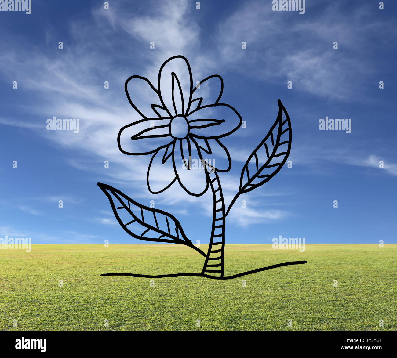 Disegnata a mano fiore di floricoltura concetto su sfondo naturale per hobby e tempo libero. Foto Stock
