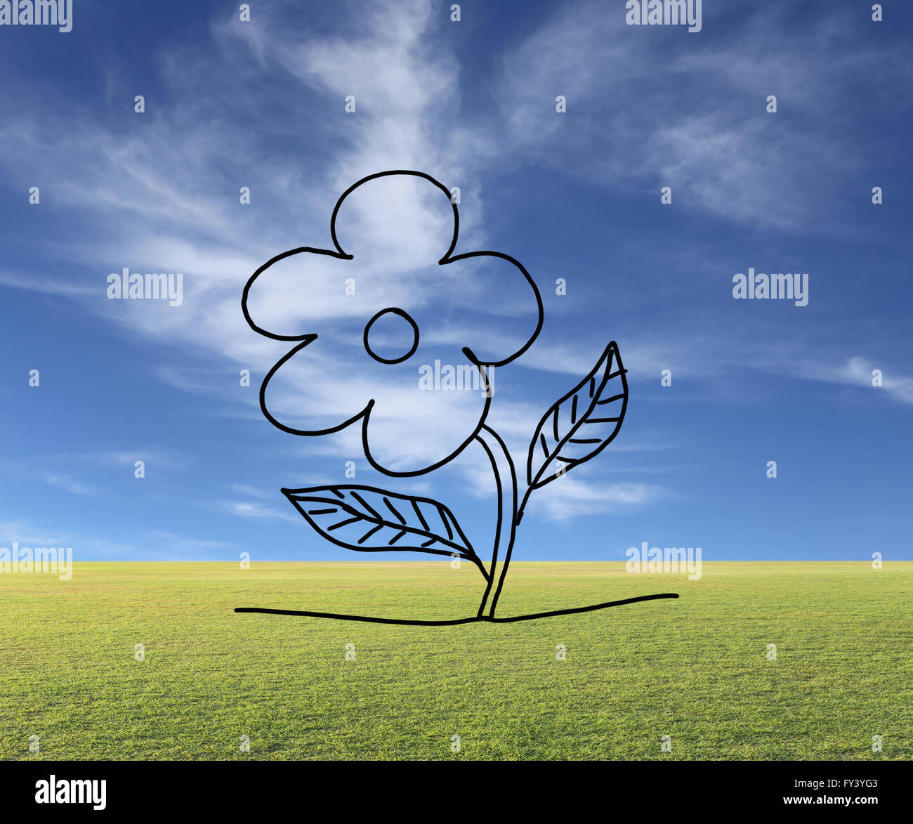 Disegnata a mano fiore di floricoltura concetto su sfondo naturale per hobby e tempo libero. Foto Stock