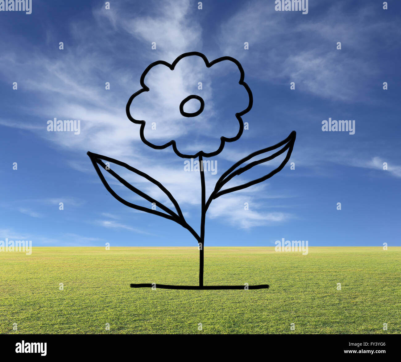 Disegnata a mano fiore di floricoltura concetto su sfondo naturale per hobby e tempo libero. Foto Stock