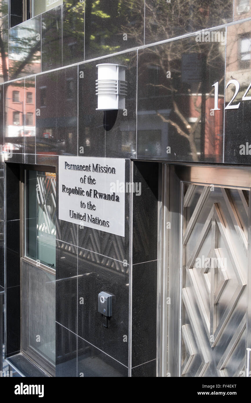Missione permanente nella Repubblica del Ruanda presso le Nazioni Unite, 124 e 39th Street, NYC Foto Stock