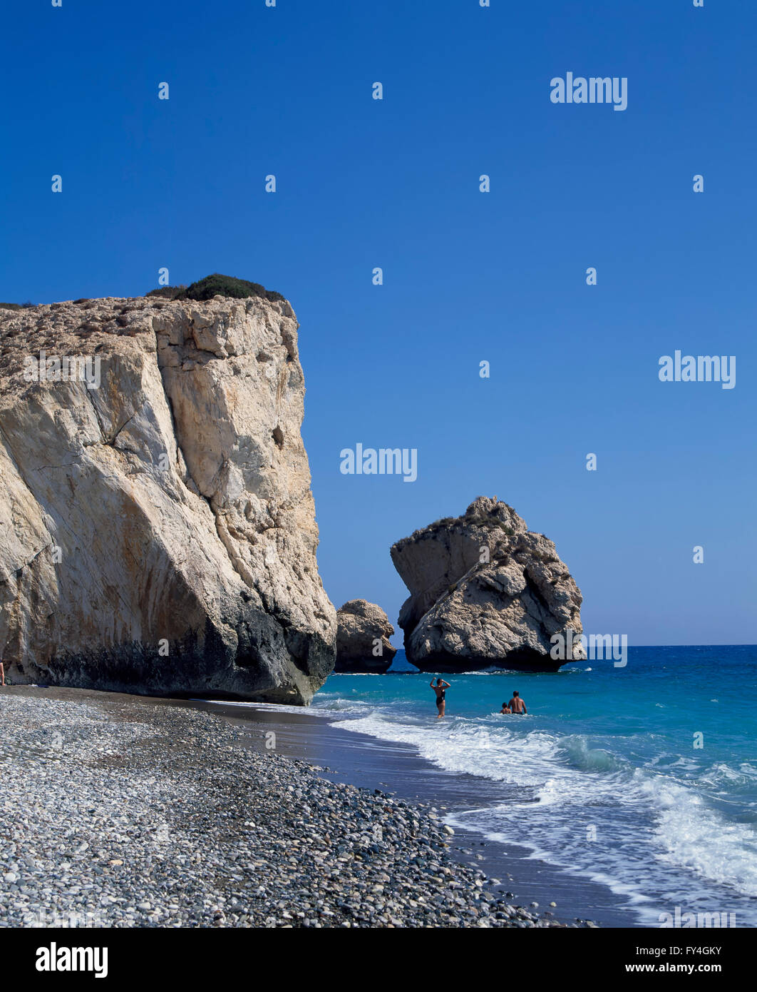 Roccia di Afrodite, Petra tou Romiou, Cipro del Sud, Europa Foto Stock