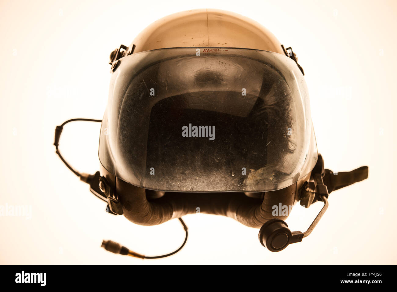 Vecchio casco pilota airforce vista frontale Foto Stock