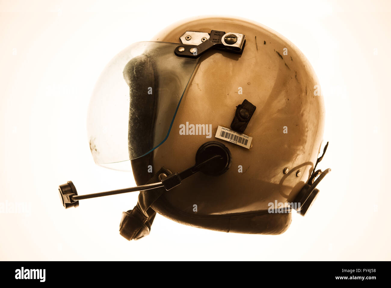 Vecchio casco pilota airforce vista laterale Foto Stock