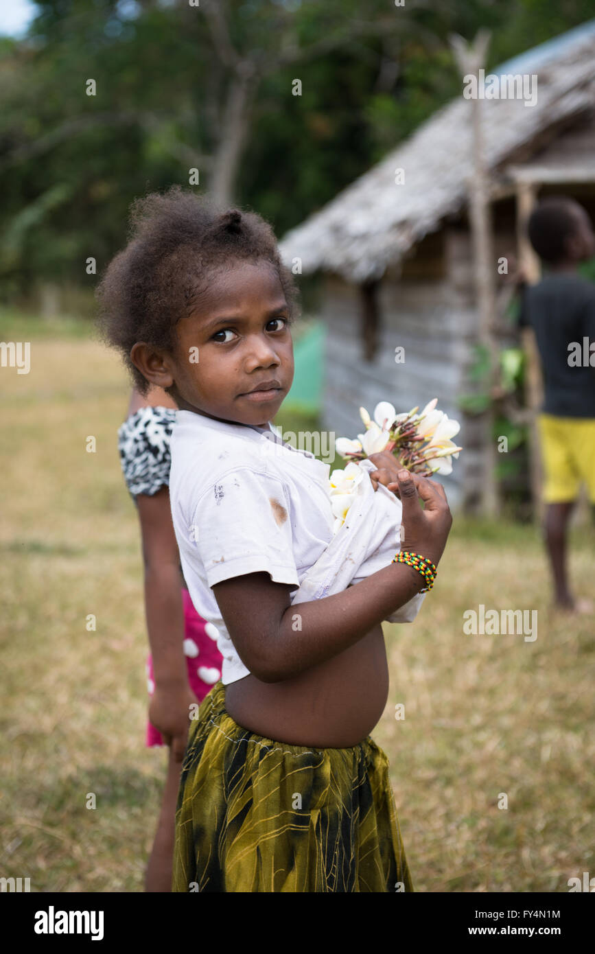 Ritratto di giovane ragazza di Vanuatu. Foto Stock