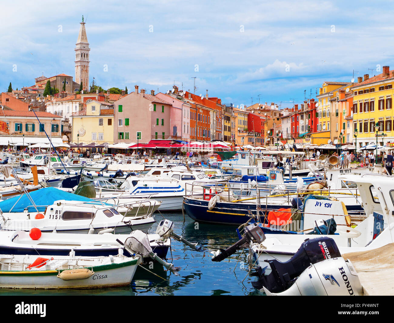 Città di Rovigno Istria Croazia Port Harbour Foto Stock