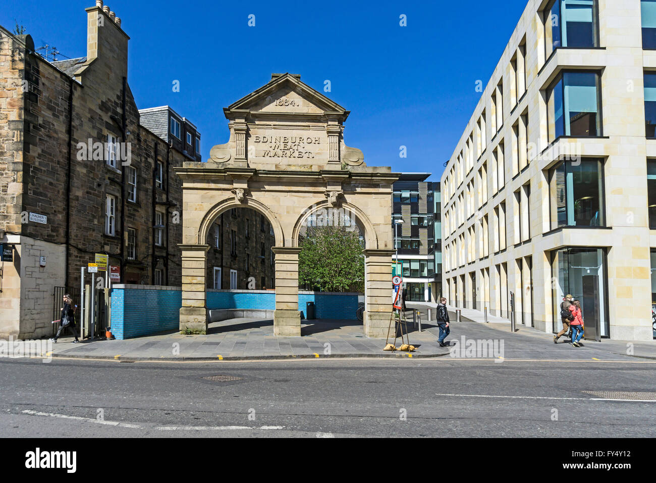 Ex Edinburgh carni mercato portale in Fountainbridge Edinburgh Scozia Scotland Foto Stock