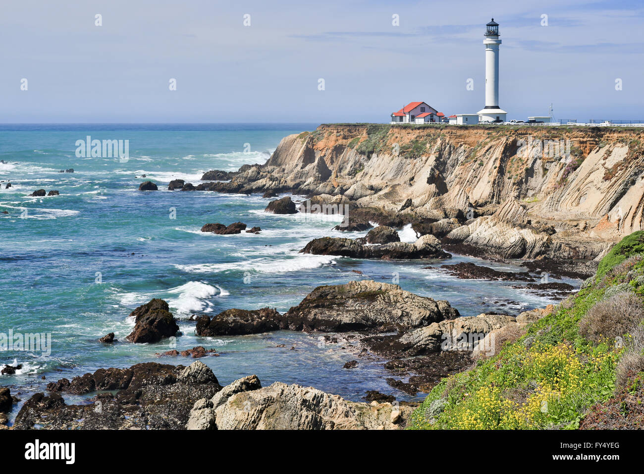 Punto Arena Lighthouse, Mendocino County, California Foto Stock
