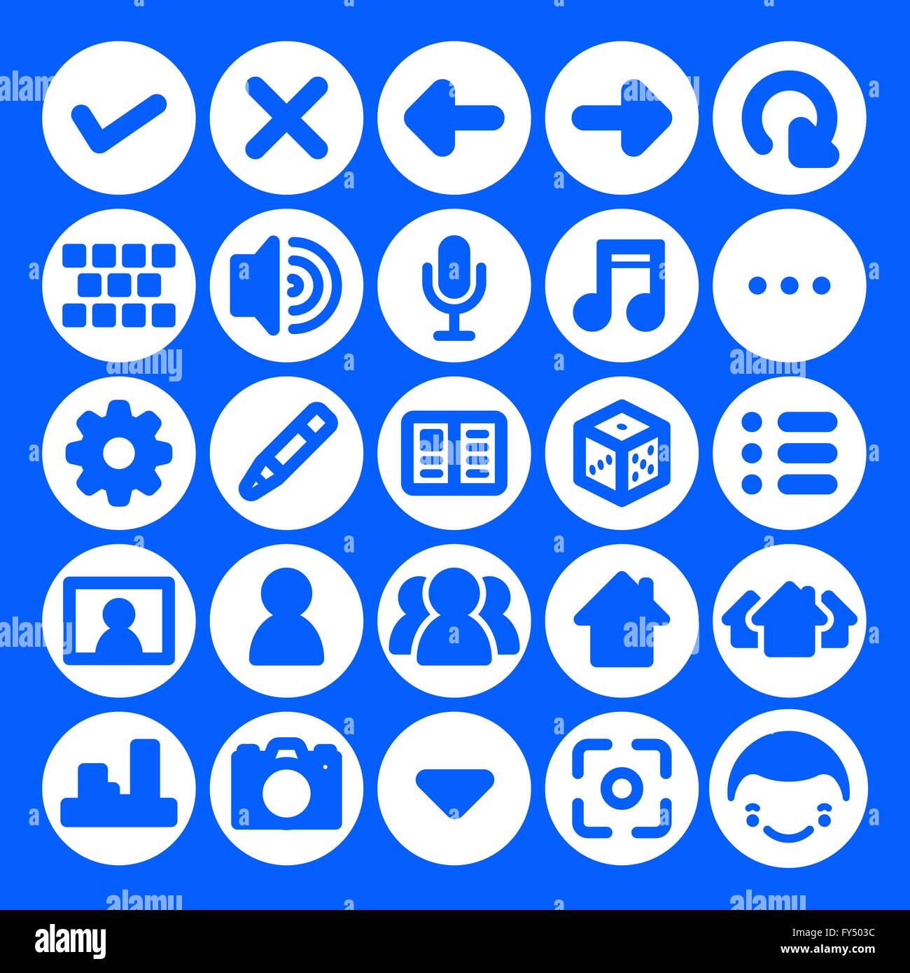 Vector Icon Set per app e siti web grafica interfacce utenti. Multimediale e sociale icone per nastri, applicazioni e reti sociali Illustrazione Vettoriale