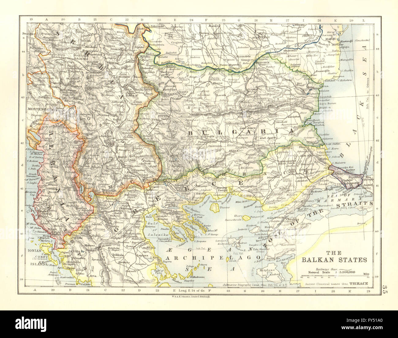 Stati dei Balcani al Trattato di Sevres. Zona di Straits DMZ. La Tracia greca, 1920 Mappa Foto Stock