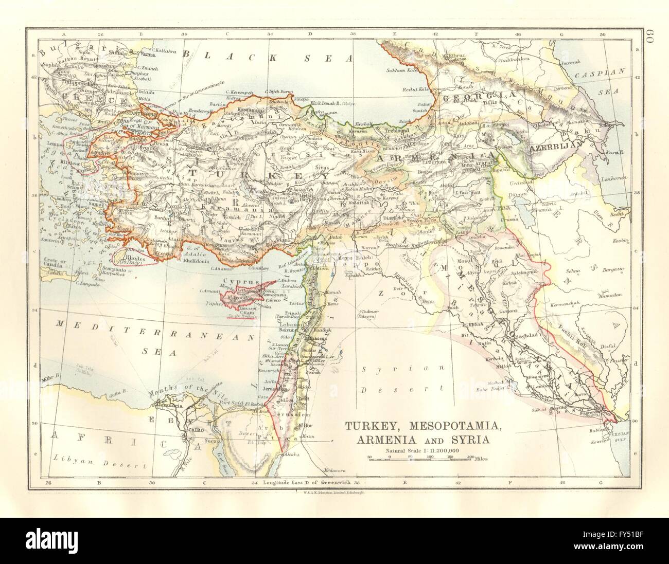 Medio Oriente. Trattato di Sevres. Armenia. Zona di Straits DMZ.Mesopotamia 1920 mappa Foto Stock