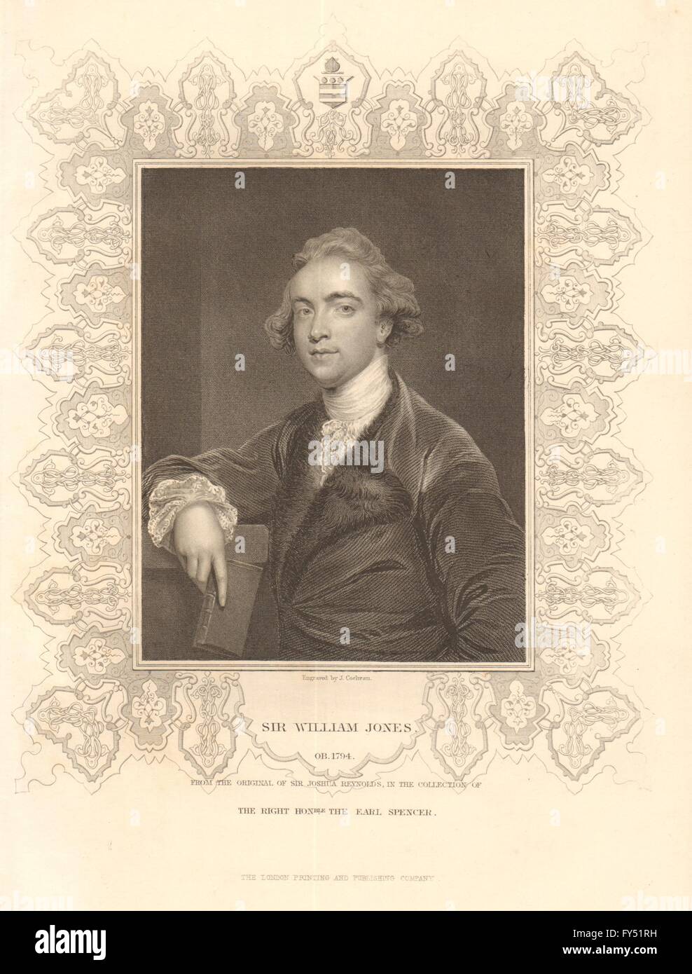 Storia britannica. Sir William Jones. Filologo. Studioso. India. TALLIS, 1849 Foto Stock