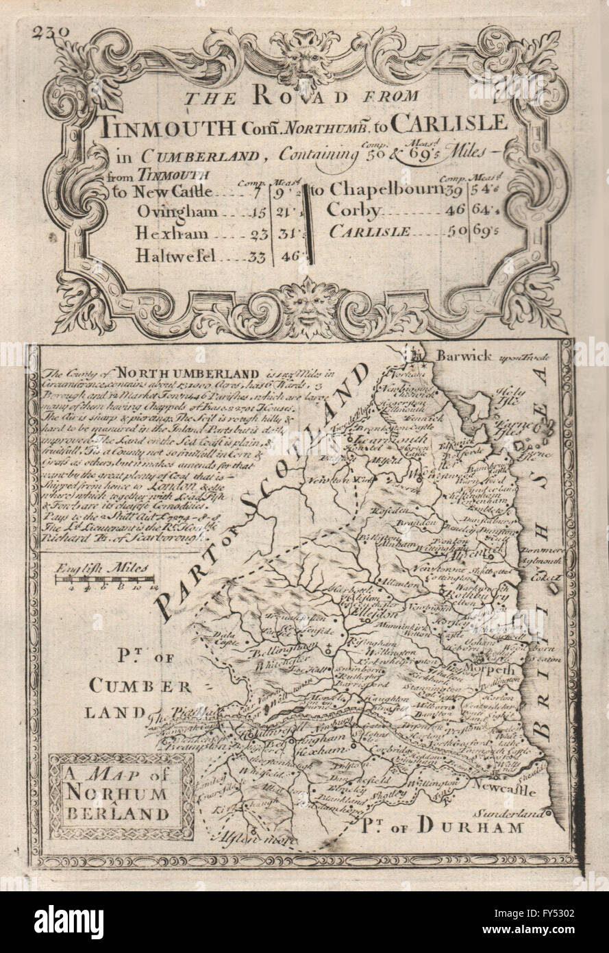 "Una mappa del Northumberland'. County map da J. OWEN & E. BOWEN, 1753 Foto Stock