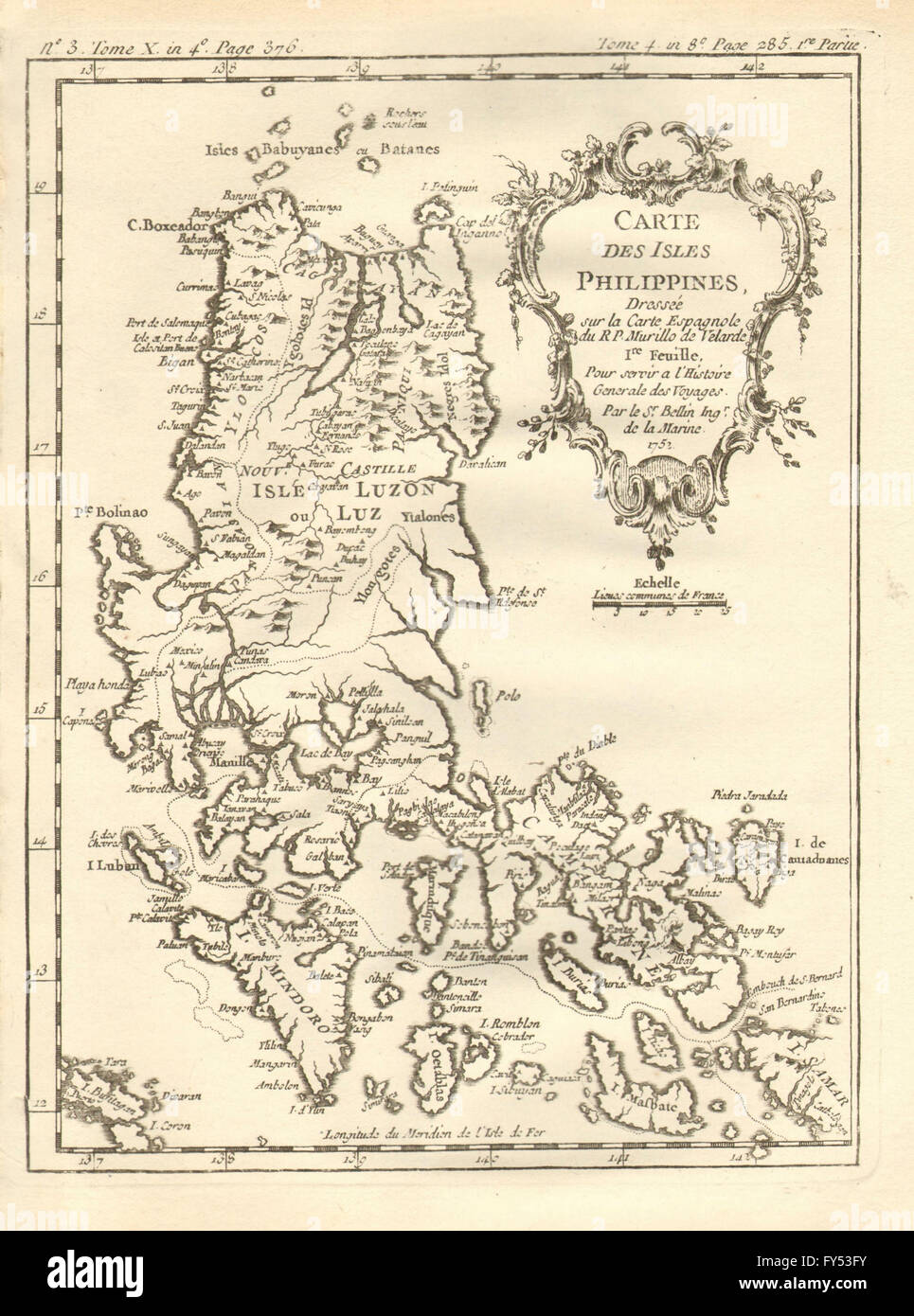 "Isole Filippine 1re"feuille'. Luzon Mindoro Manila. BELLIN, 1758 mappa vecchia Foto Stock