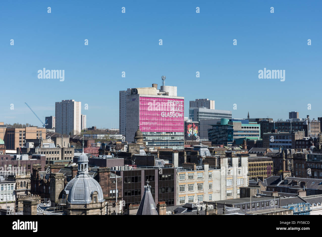 Una vista dello skyline del centro città di Glasgow preso dal faro su Mitchell Lane Foto Stock