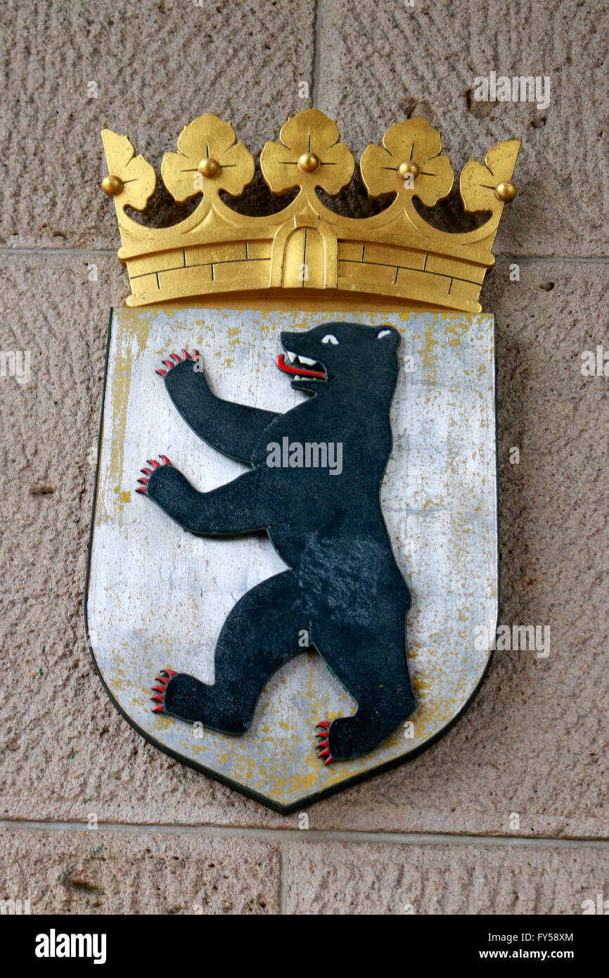 Berliner Wappen mit Baer, Berlino. Foto Stock