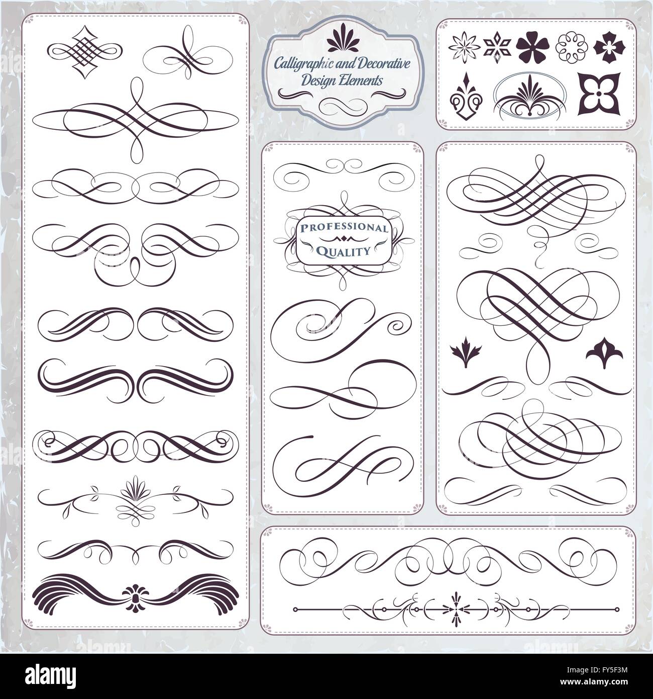 Collezione di decorativi calligrafico gli elementi di design Illustrazione Vettoriale