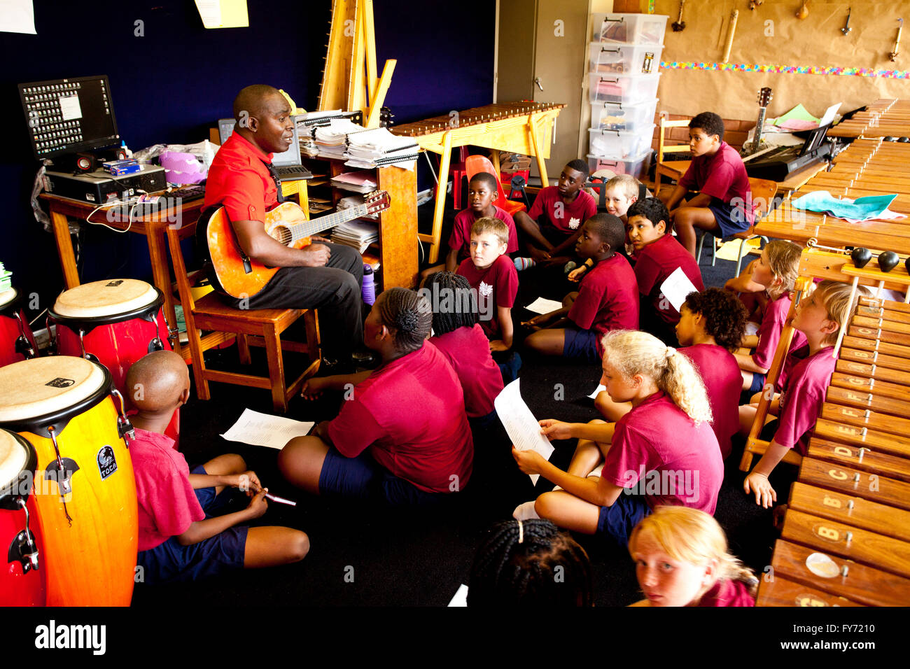 Trident Prep Solwezi, Kansanshi Golf Estate, lezione di musica scolastica, Zambia Foto Stock