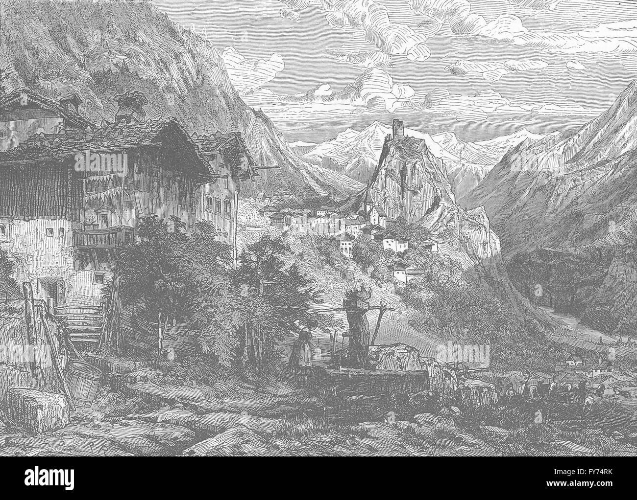 Svizzera: Trüns superiore, antica stampa 1903 Foto Stock