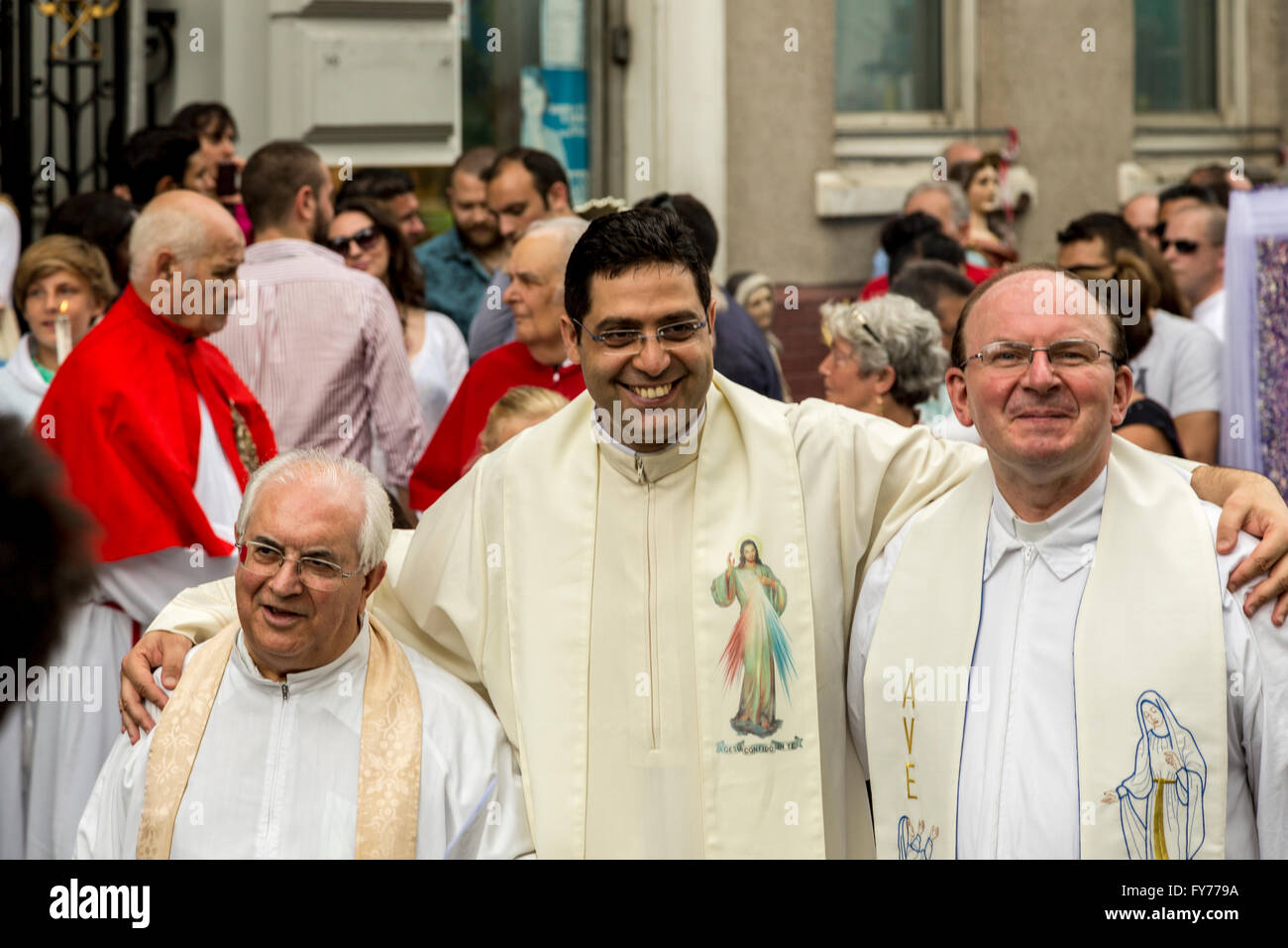 La chiesa italiana 2014 processione per la Vergine Maria in clerkenweel(London). Foto Stock