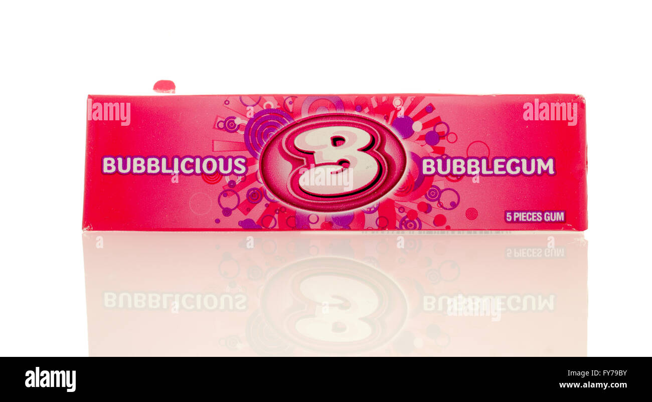 Winneconne, WI - 6 Marzo 2016: un pacco di Bubblicious bubblegum in originale sapore. Foto Stock
