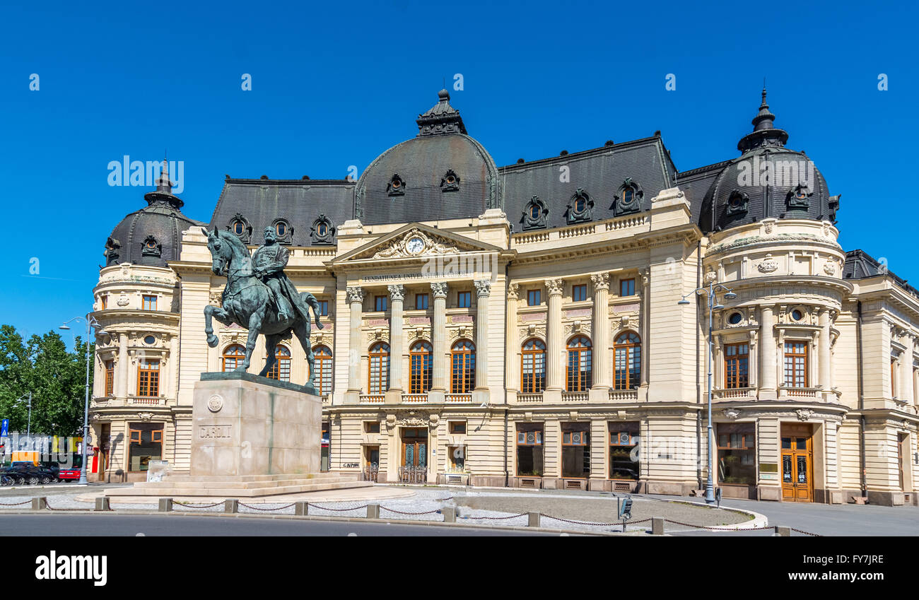 Biblioteca Centrale Università di Bucarest, Romania, situato nel centro della città e di tutta la streetof il Museo Nazionale di Arte o Foto Stock