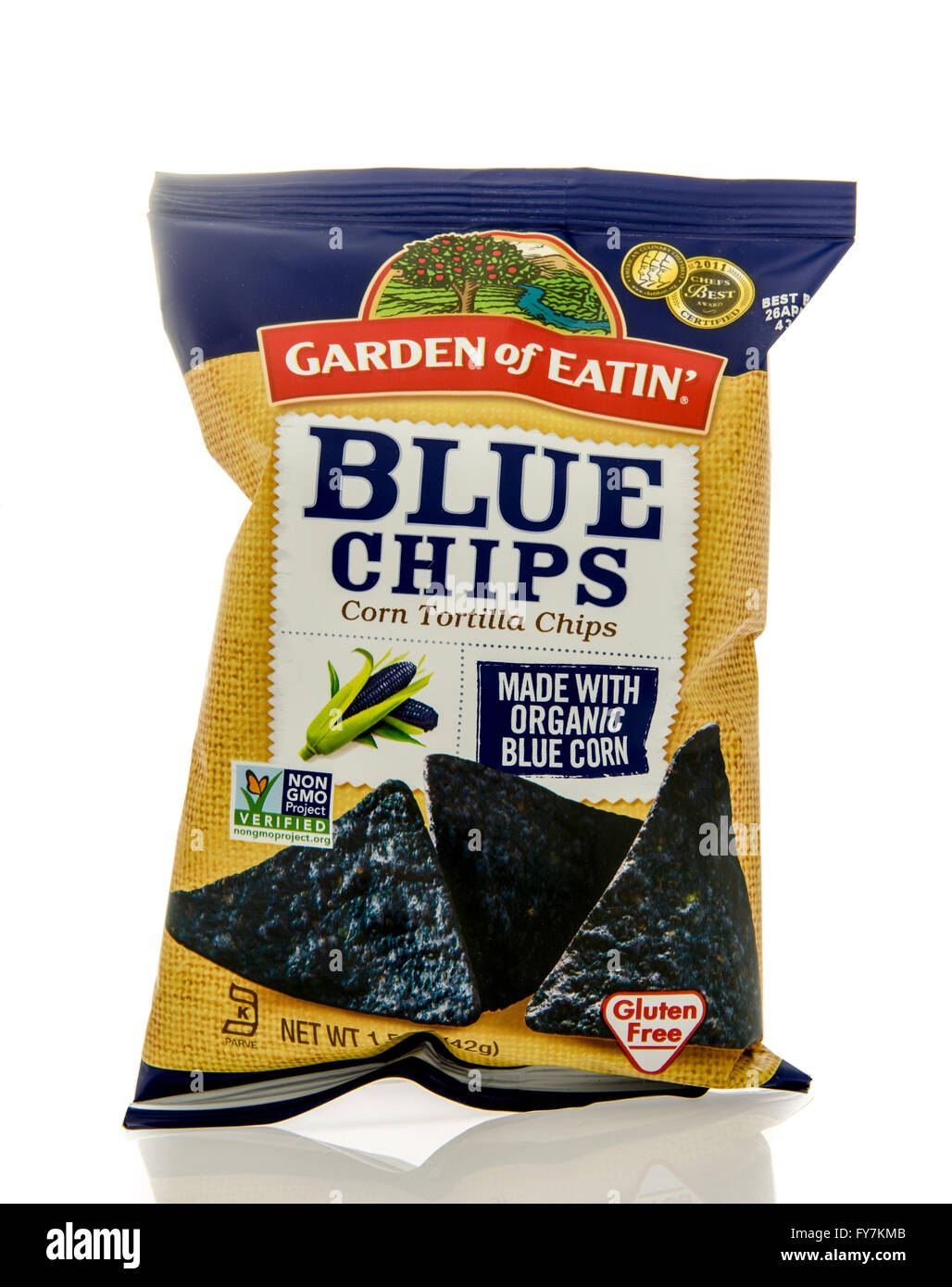 Winneconne, WI - 5 Marzo 2016: una borsa del giardino del eatin blue tortilla chips Foto Stock