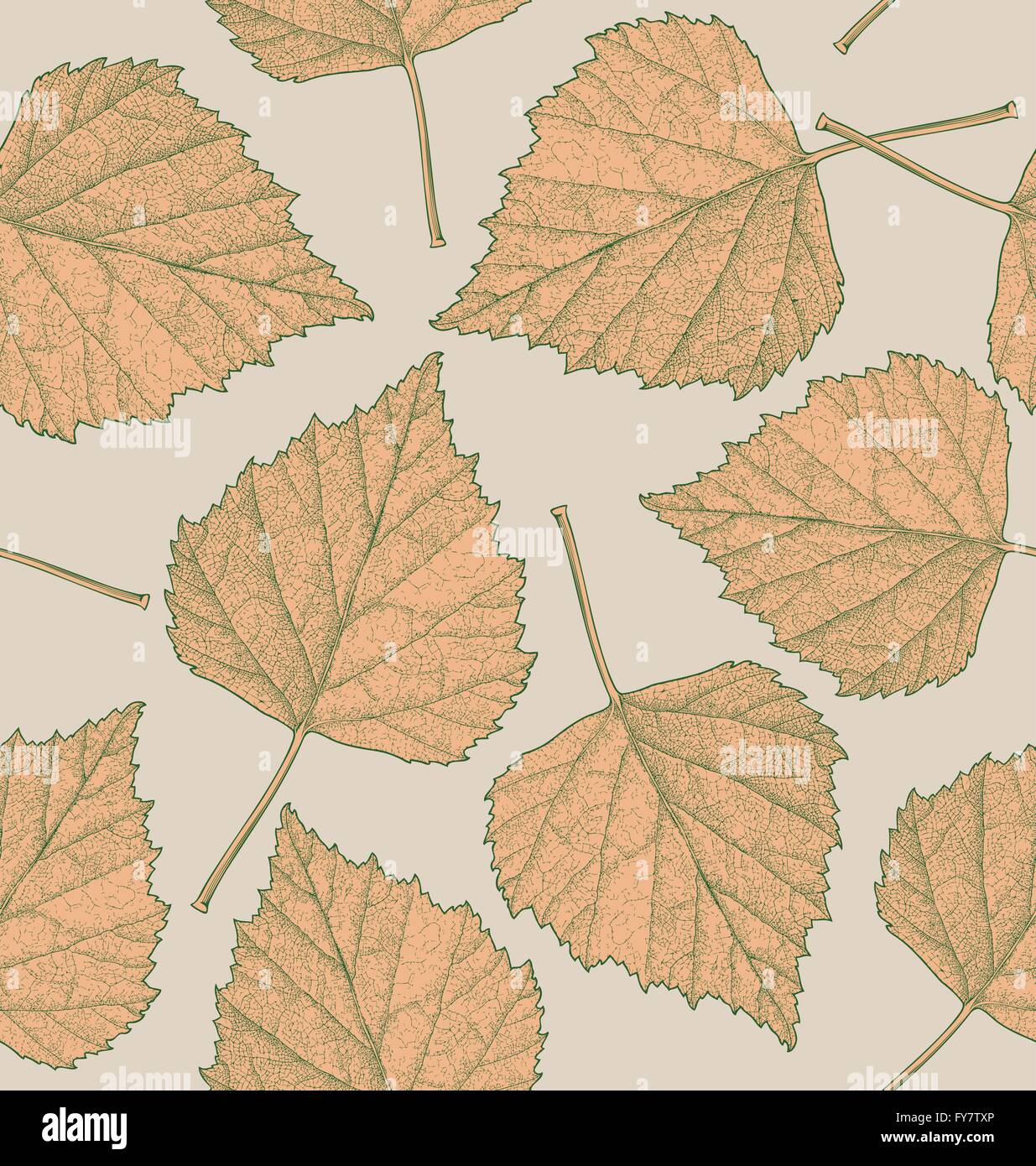 Modello senza giunture di foglie di autunno.illustrazione vettoriale, isolata, raggruppati, sfondo trasparente, EPS8. Illustrazione Vettoriale