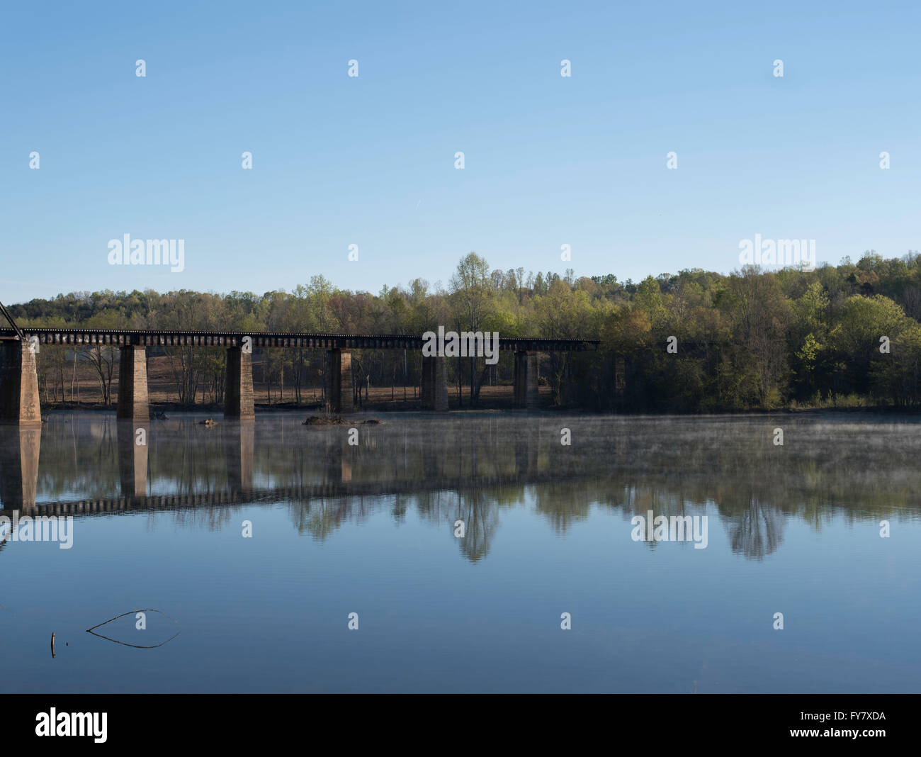 Catawba River Train Bridge Catawba, North Carolina - mattina presto Foto Stock