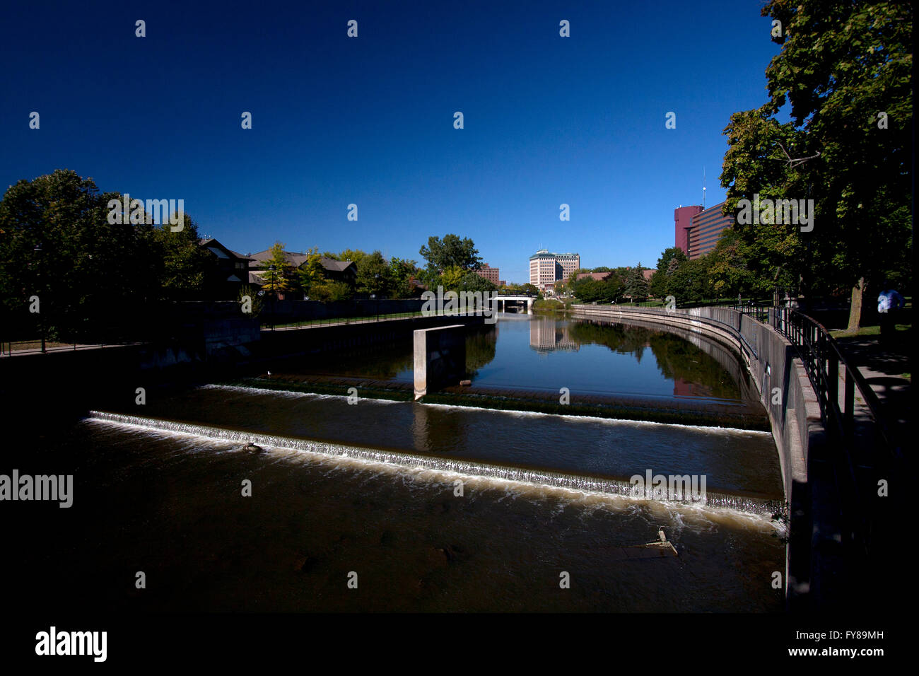 Flint River di Flint, Michigan. Foto Stock