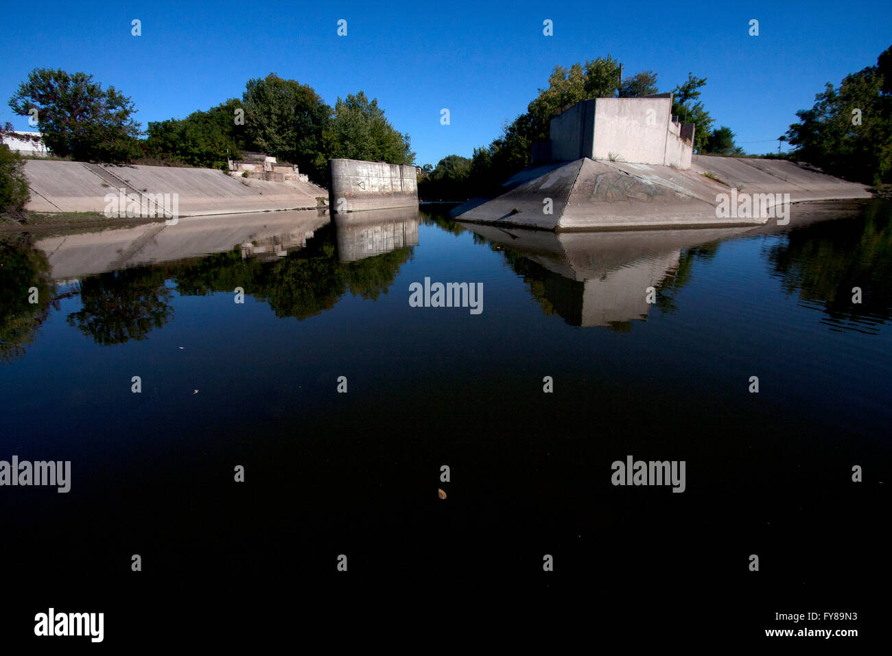 Flint River di Flint, Michigan. Foto Stock