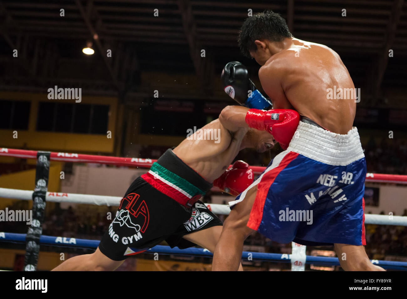 23/4/2016 Cebu City Sport complesso,Cebu, Filippine Rocky "road warrior" Fuentes vs Romnick 'Daredevil' Magos Foto Stock