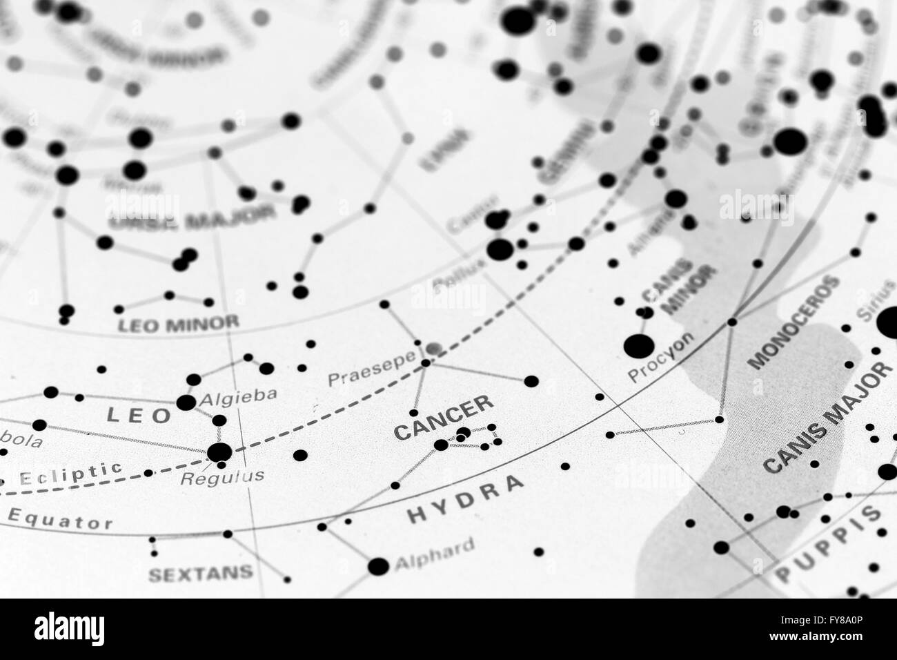 Il cancro star mappa zodiac Foto Stock