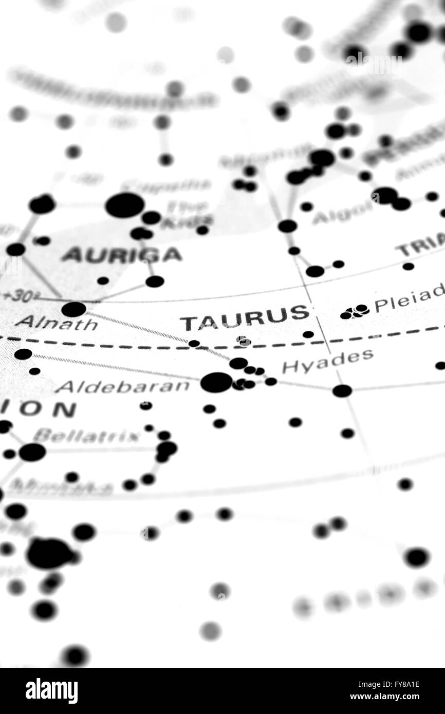 Taurus star mappa zodiac Foto Stock