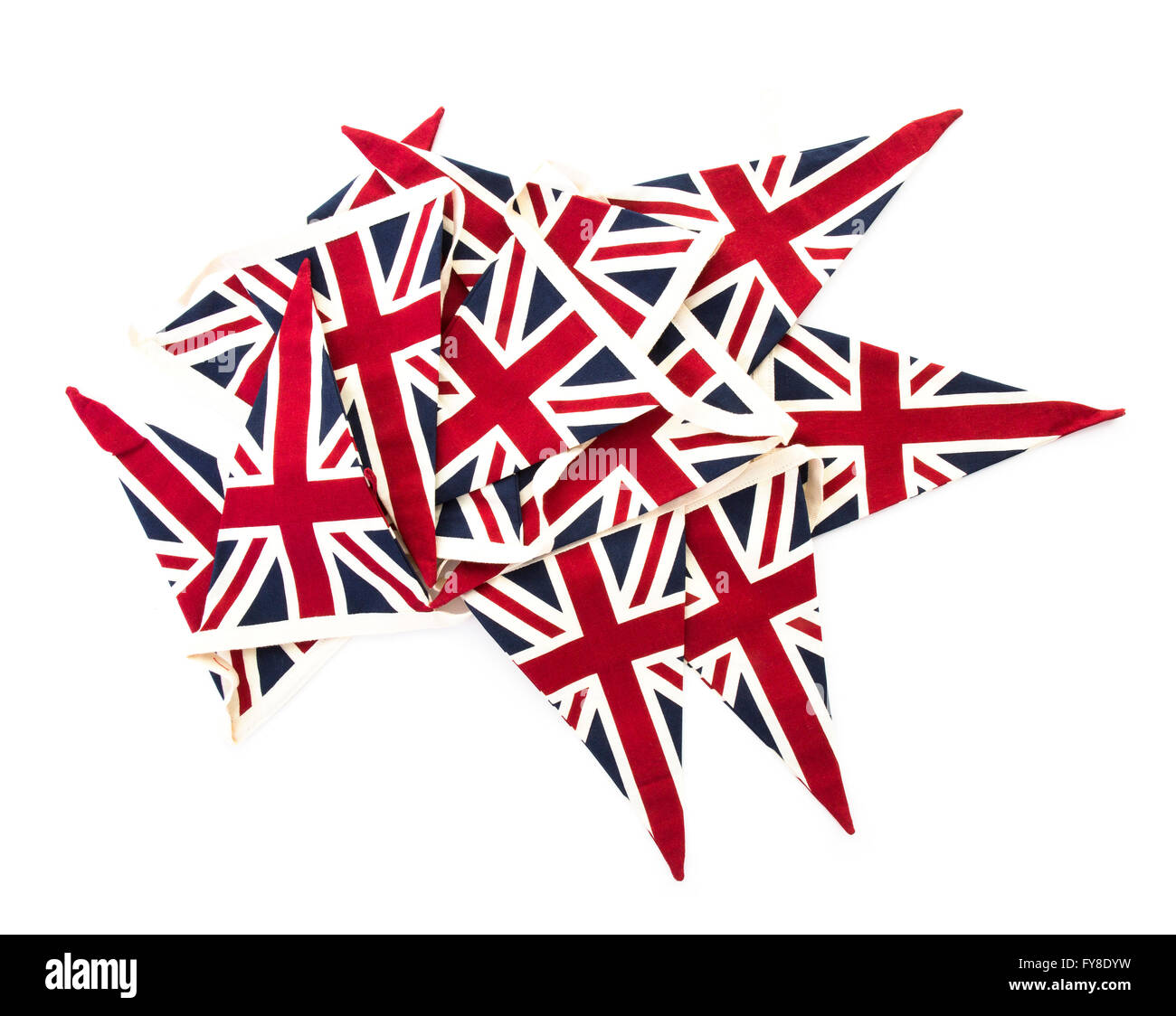Union Jack Flag Bunting su sfondo bianco Foto Stock