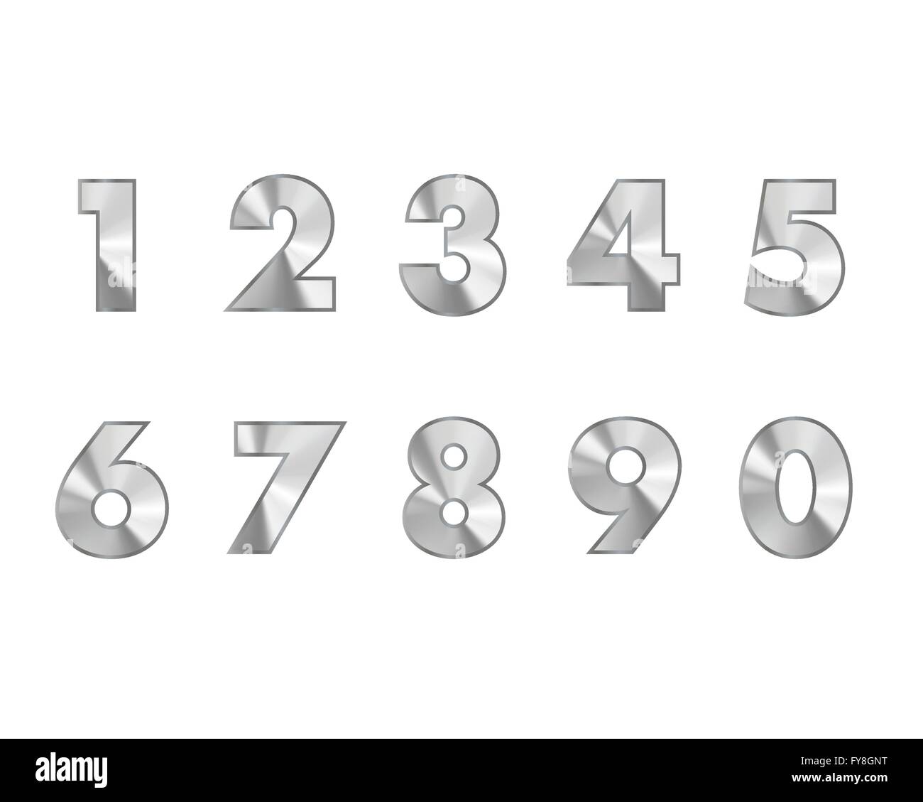 Numeri di acciaio testo di metallo, illustrazione vettoriale Illustrazione Vettoriale