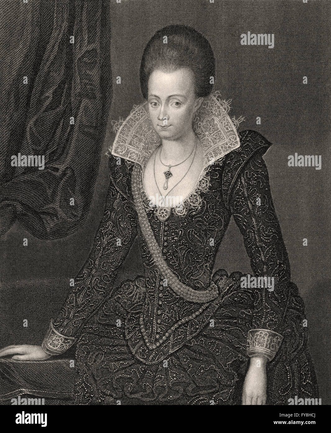 Signora Arbella Stuart o Arabella Stewart, 1575-1615, una nobildonna inglese, considerato un possibile successore alla Regina Elisabetta I Foto Stock
