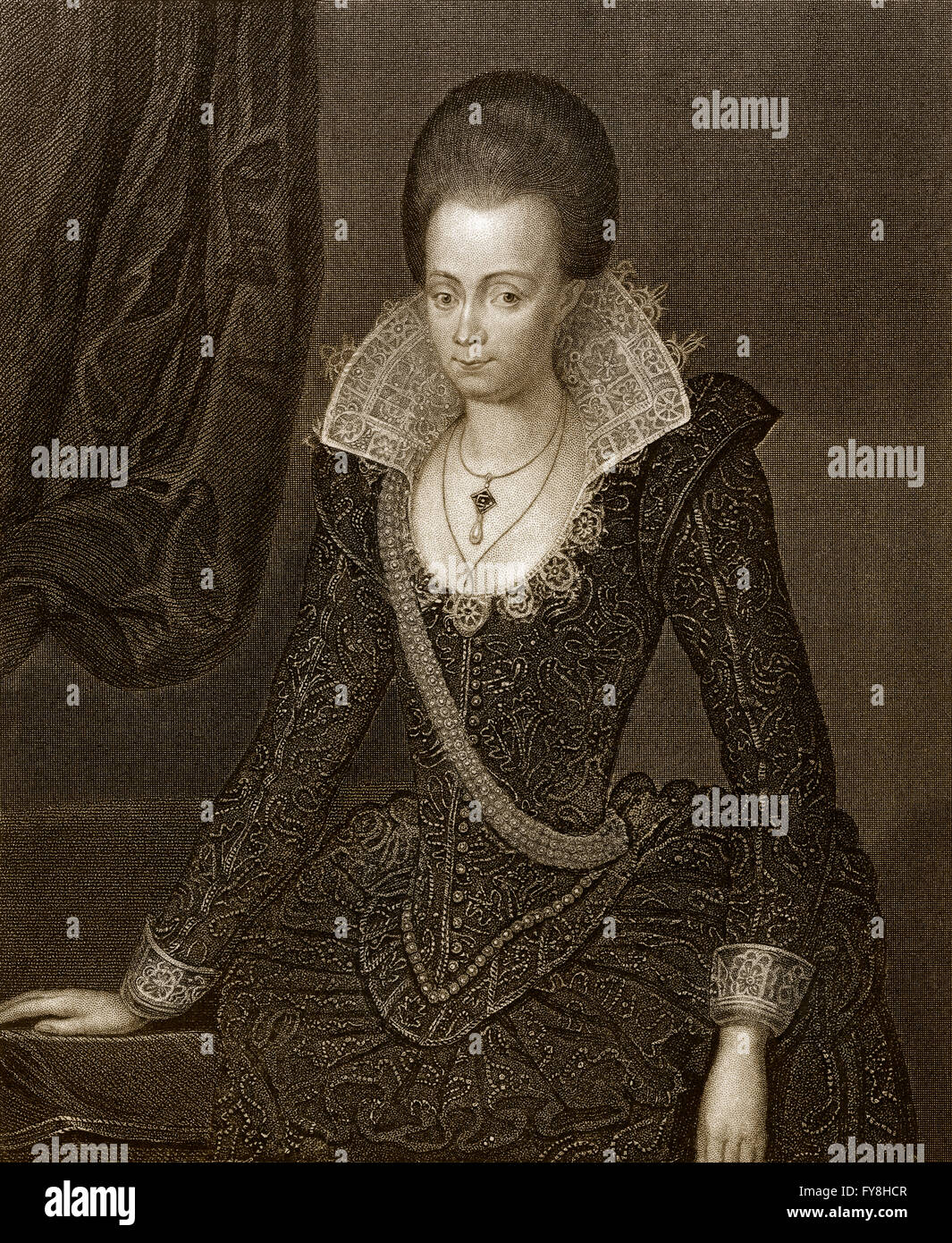 Signora Arbella Stuart o Arabella Stewart, 1575-1615, una nobildonna inglese, considerato un possibile successore alla Regina Elisabetta I Foto Stock
