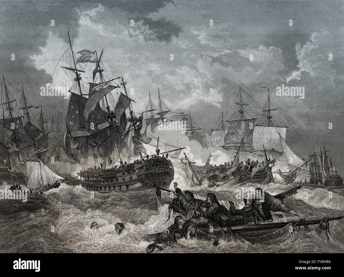 La battaglia di Camperdown o Kamperduin, Guerra della prima coalizione, Foto Stock