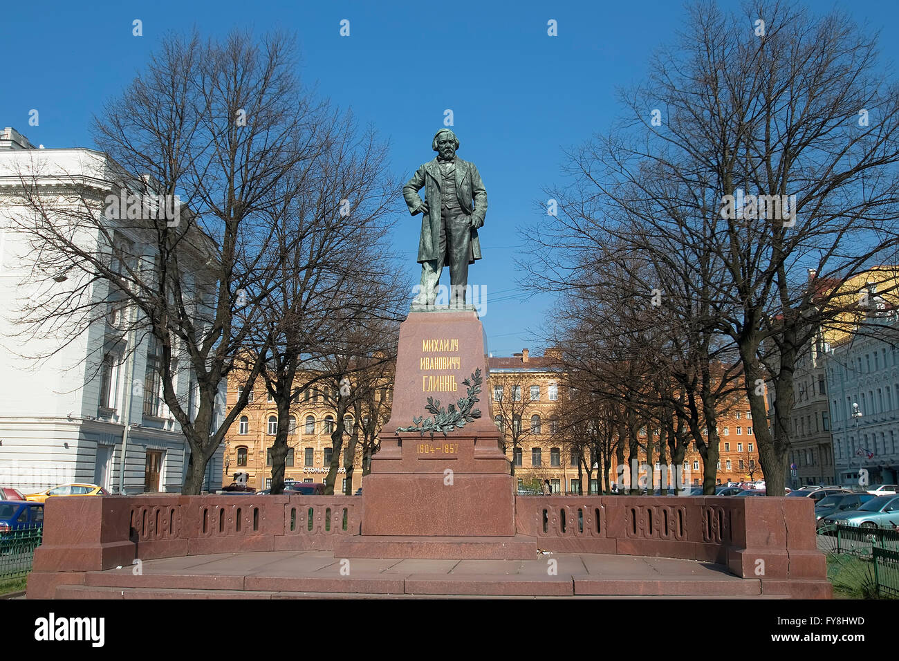 Un monumento al compositore Mikhail Glinka di San Pietroburgo Foto Stock