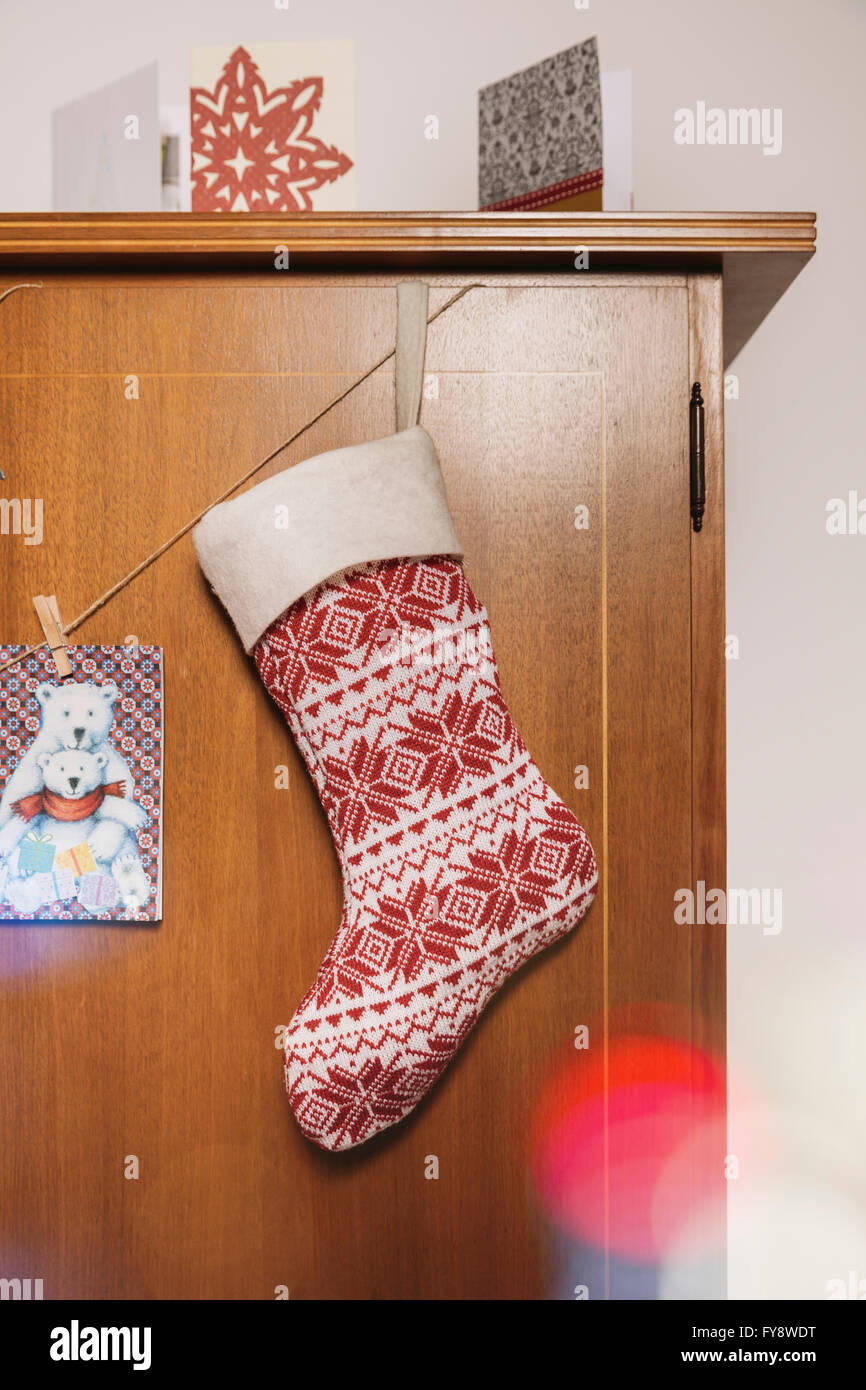 Avvento decorazione su armadio in salotto Foto Stock